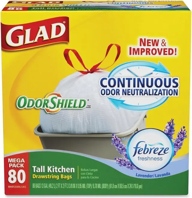 Alt view image 5 of 7 - Glad OdorShield Tall Kitchen Drawstring Bag - 13 gal - Plastic - 80/Box - White