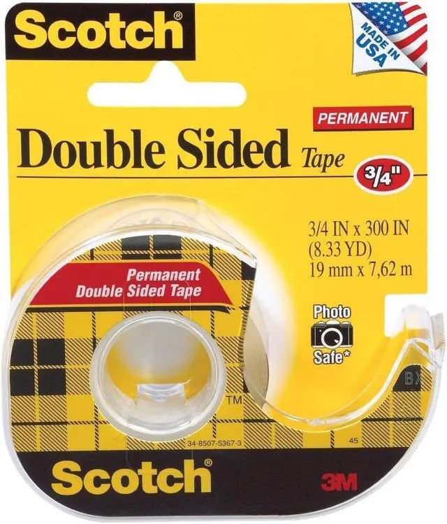 Alt view image 3 of 8 - 3M MMM237 Doubte-Sided Tape- Permanent- .75in.x300in.- Transparent