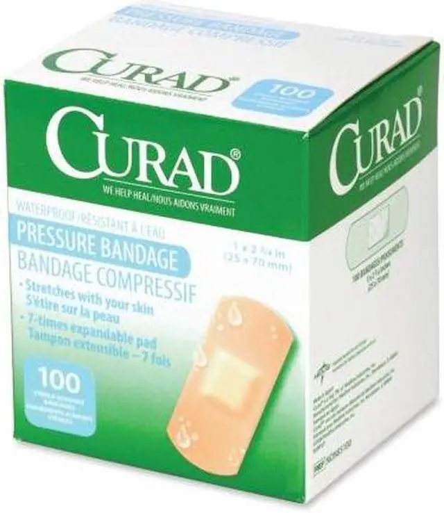 Main image of Curad Pressure Adhesive Bandages 2 3/4" x 1" 100/Box NON85100