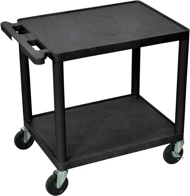 Alt view image 2 of 6 - Luxor 26"H Mobile Multipurpose Plastic Storage Utility AV Cart with 2 Shelves - Black