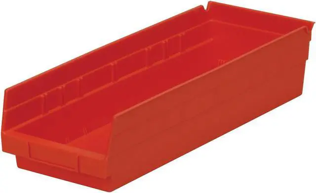 Main image of AKRO-MILS 30138RED Shelf Storage Bin, 6-5/8 in W x 17-7/8 in L x 4 in H, 20 lb