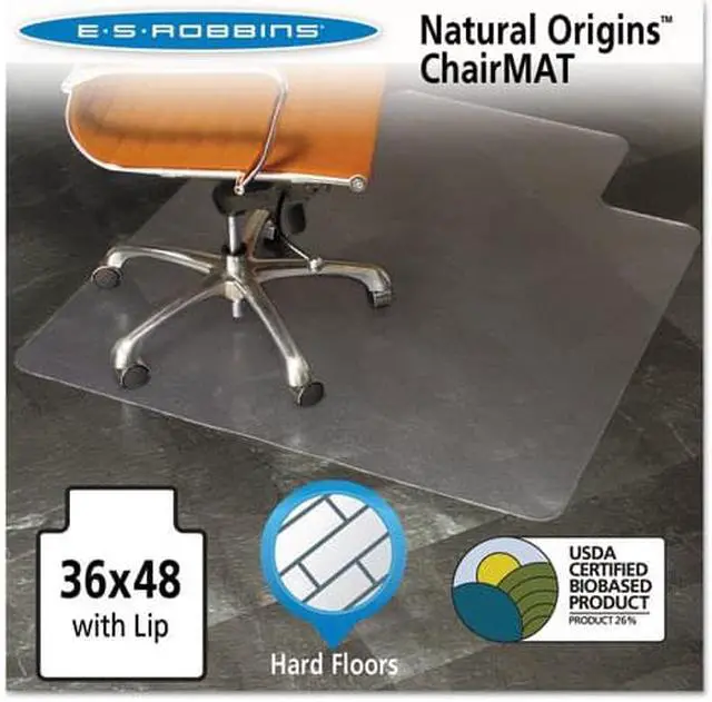 Alt view image 3 of 14 - Es Robbins Natural Origins Chair Mat With Lip For Hard Floors 36 x 48 Clear 143002