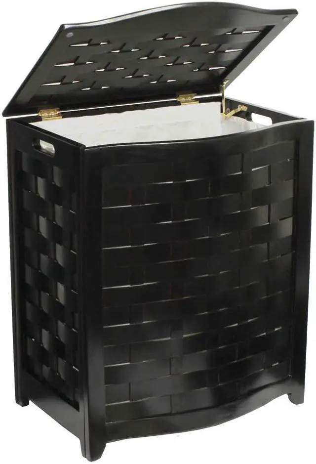 Alt view image 2 of 8 - Bowed Front Laundry Hamper, Black