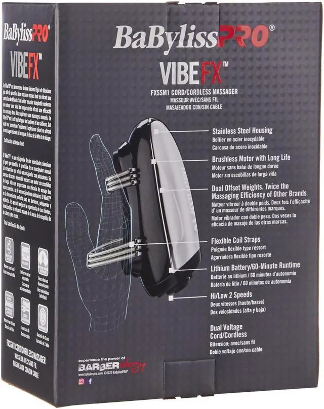 Alt view image 9 of 12 - BabyLiss Pro Vibe FX Cord/Cordless Massager FXSSM1
