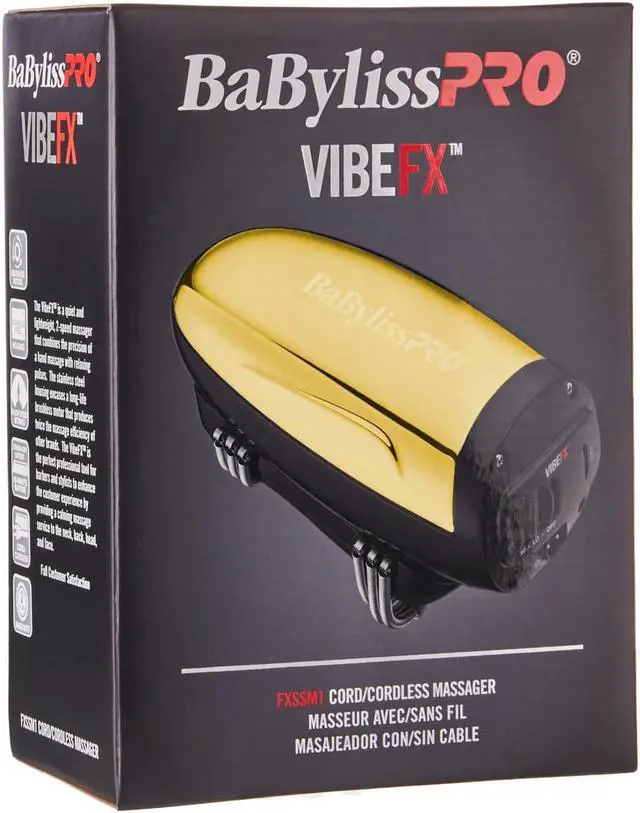 Alt view image 6 of 9 - BabyLiss Pro Vibe FX Cord / Cordless Massager FXSSMG Gold