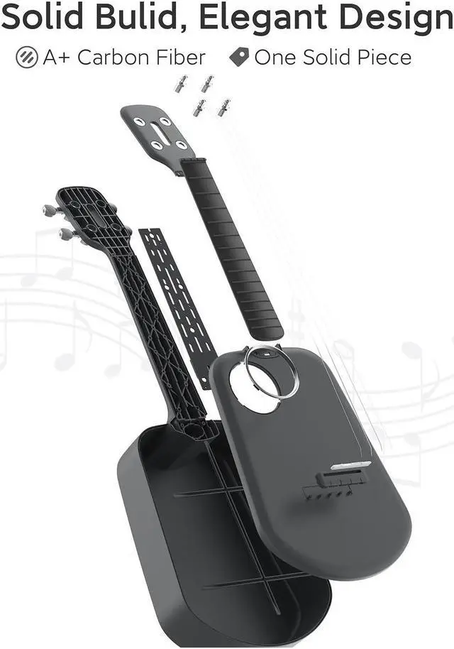 Alt view image 5 of 6 - PopuMusic Populele 2 Compact and Portable Smart Ukulele Carbon Fiber Edition - White