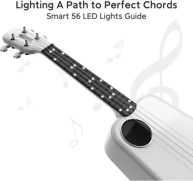 Alt view image 4 of 6 - PopuMusic Populele 2 Compact and Portable Smart Ukulele Carbon Fiber Edition - White