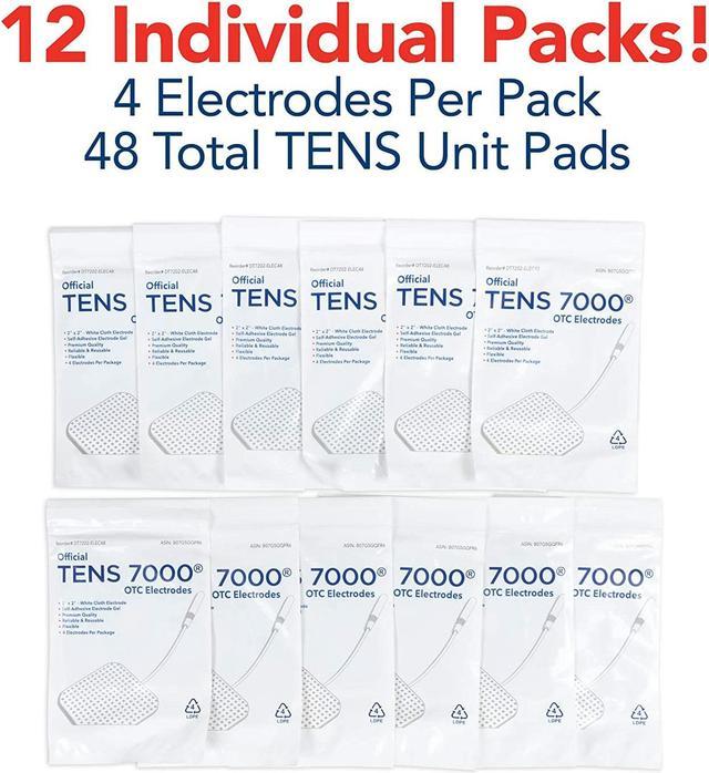 TENS 7000 Official TENS Unit Electrode Pads - 48 Pack, Premium Quality OTC  TENS Unit Replacement Pads, 2 X 2 - TENS Unit Pads Compatible with Most