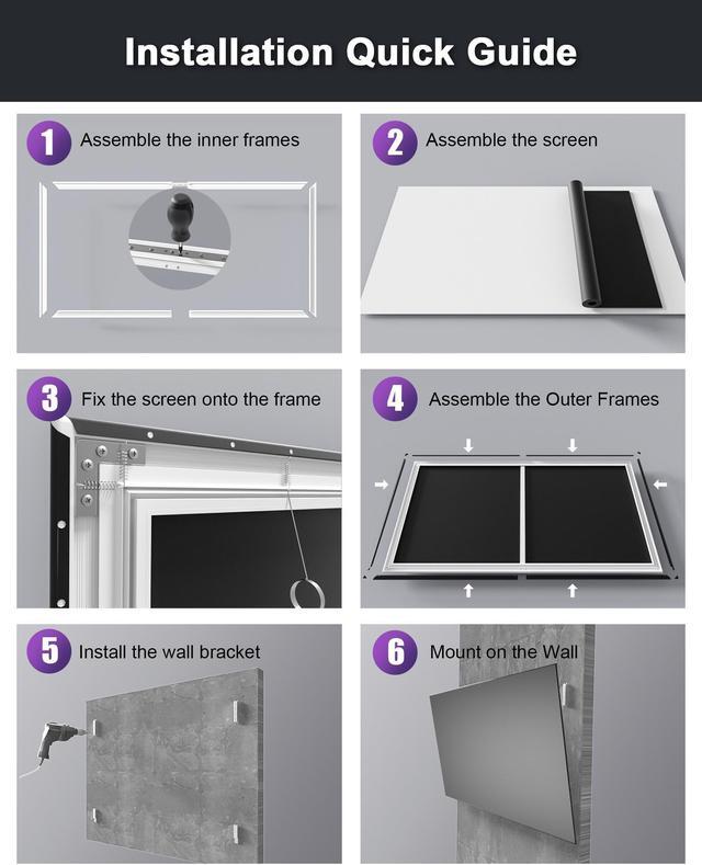 Alt view image 6 of 8 - AWOL Vision 100 inch 16:9 Fixed Frame Projector Screen, 4K / 8K UHD, Matte White