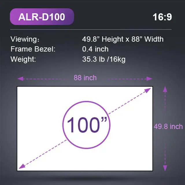 Alt view image 4 of 7 - AWOL VISION 100 inch UST Projector Screen, Ambient Light Rejecting, Fixed Frame