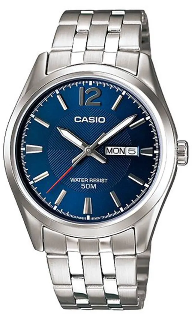 Alt view image 2 of 5 - Casio Men's MTP1335D-2AV Silver Stainless-Steel Quartz Watch with Blue Dial