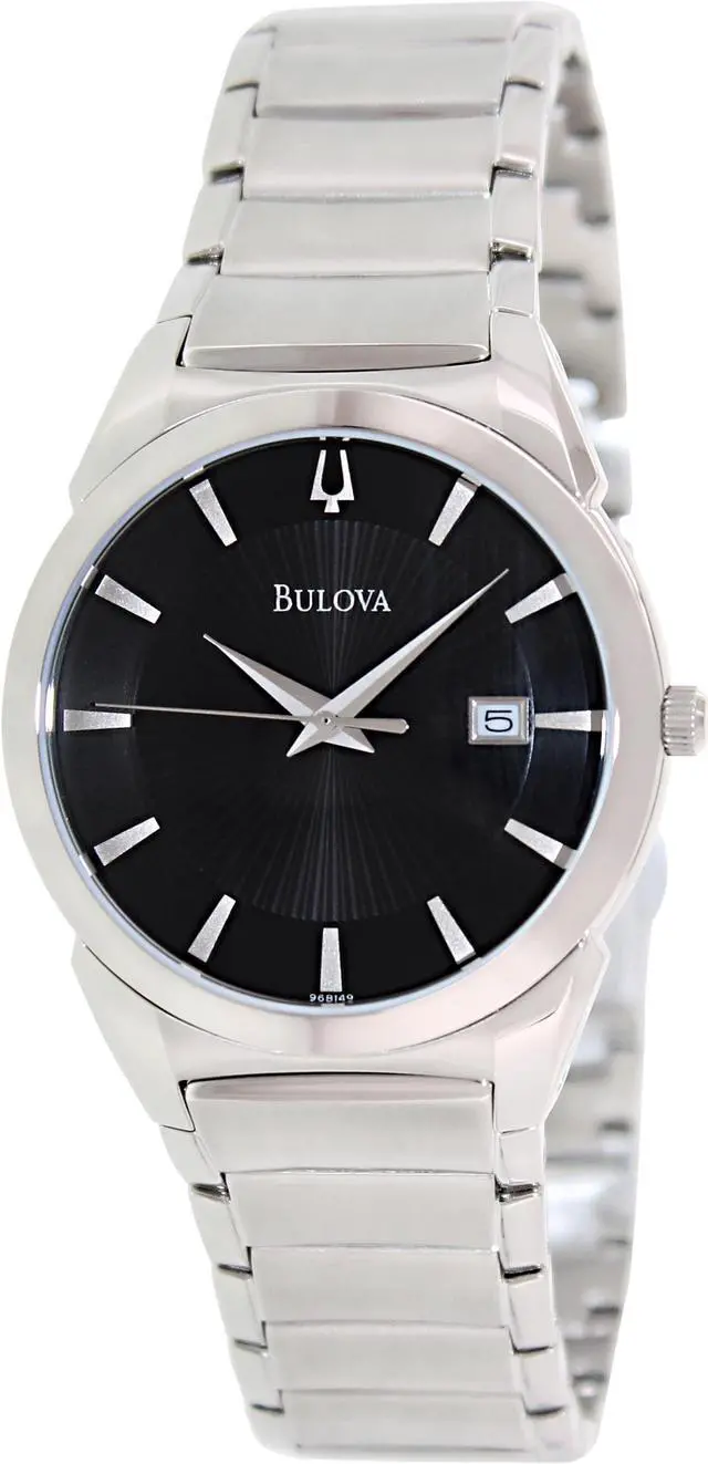 Alt view image 3 of 20 - Bulova Steel Bracelet Date Window Black Dial Men's watch #96B149