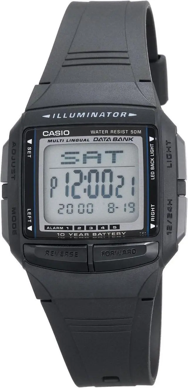 Alt view image 3 of 19 - Casio DB36-1AV Casual Men's Multi-Lingual Databank Digital Sports Watch - Black
