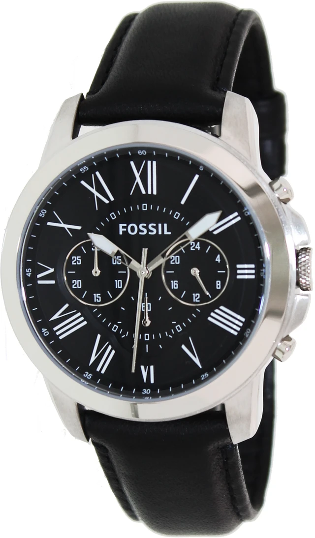 Main image of Fossil Grant Black Dial Black Leather Mens Watch FS4812