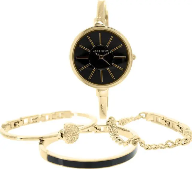 Main image of Anne Klein Women's AK-1470GBST Gold Stainless-Steel Quartz Watch with Black Dial