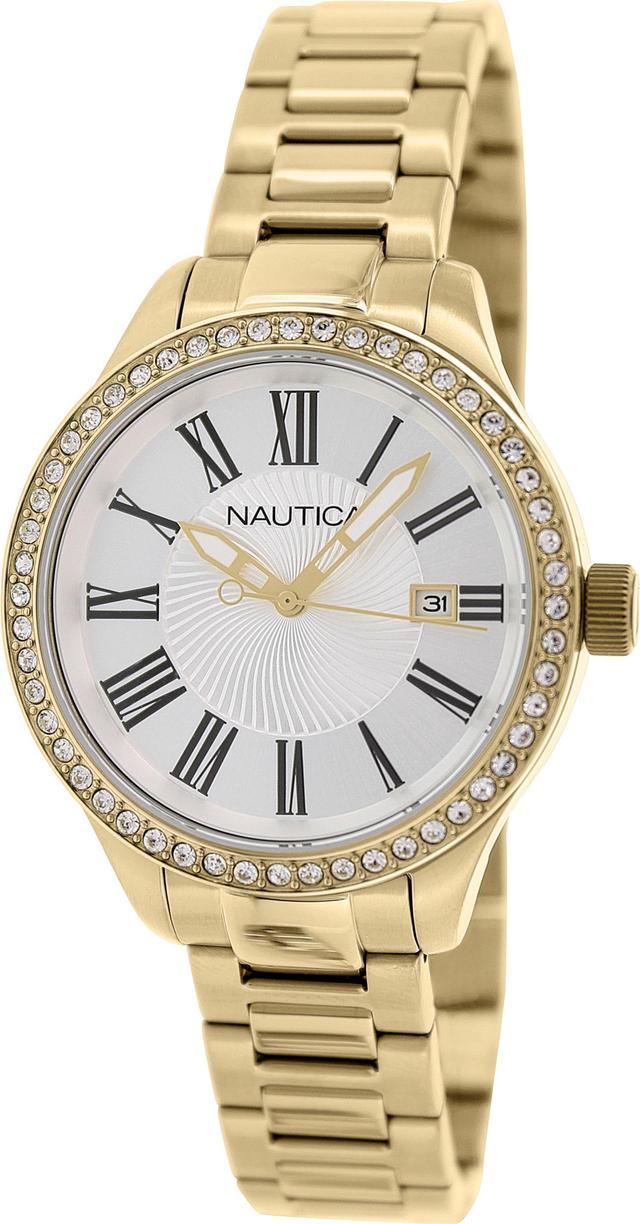 Nautica Women's Bfd 101 N16661M Gold Stainless-Steel Quartz Watch with  Silver Dial 