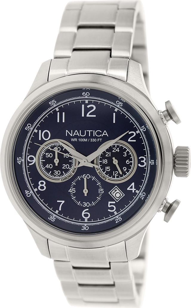 Men s Nautica NST 16 Chronograph Steel Watch N19630G Newegg