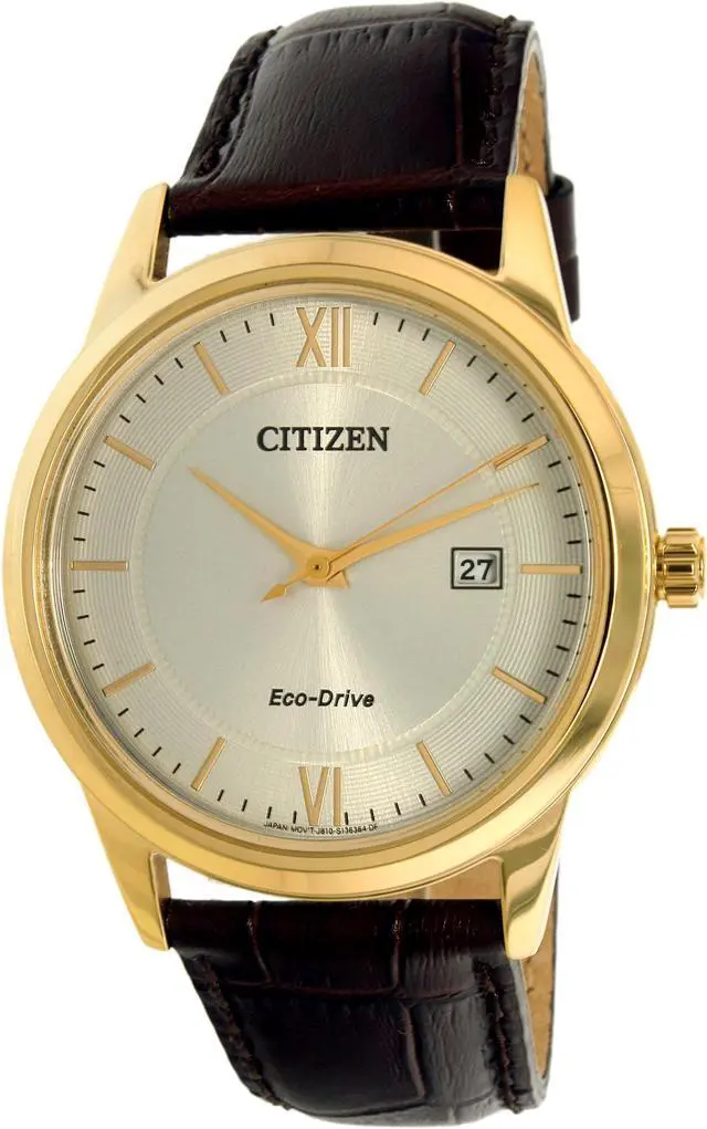 Alt view image 4 of 9 - Citizen Men's 39mm Brown Calfskin Stainless Steel Case Solar Watch AW1232-04A