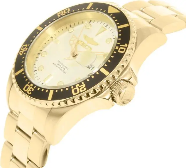 Alt view image 6 of 12 - Men's Pro Diver 18K Gold Plated Stainless Steel Champagne Dial