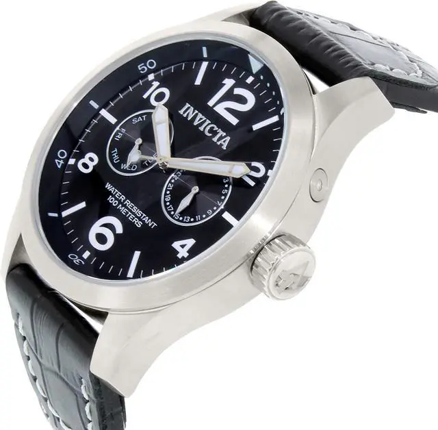 Alt view image 10 of 17 - Men's Invicta II Black Dial Black Calf Leather