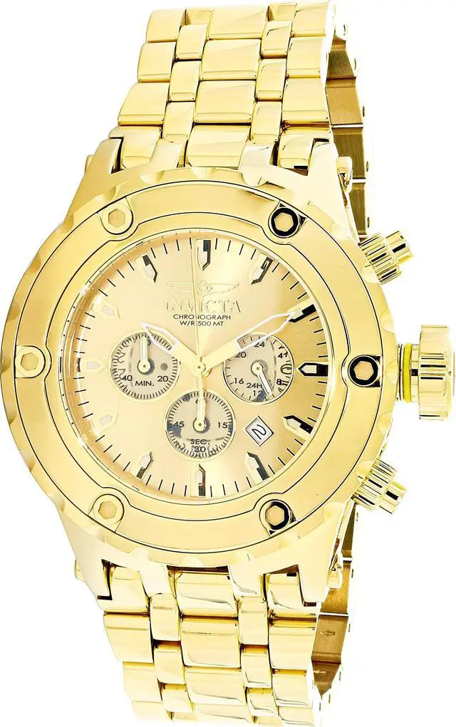 Alt view image 4 of 5 - Invicta Men's Subaqua Reserve Analog Japan Quartz Chronograph Gold Watch 14506