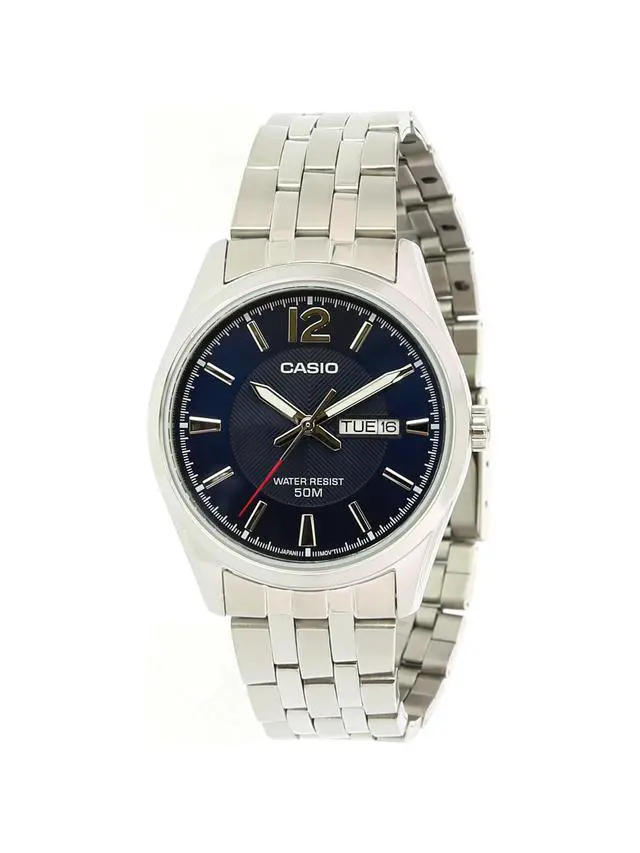 Alt view image 5 of 5 - Casio Men's MTP1335D-2AV Silver Stainless-Steel Quartz Watch with Blue Dial