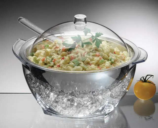 Alt view image 2 of 4 - Prodyne Iced Salad with Acrylic Dome Lid Salad Servers - IC30