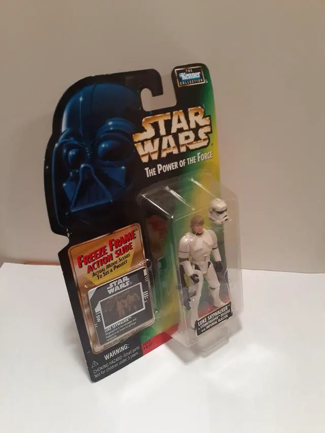 Alt view image 2 of 2 - Star Wars Power of the Force Luke Skywalker in Stormtrooper Disguise with Imperial Blaster Freeze Frame Action Figure.