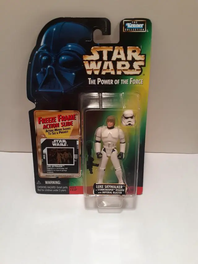 Main image of Star Wars Power of the Force Luke Skywalker in Stormtrooper Disguise with Imperial Blaster Freeze Frame Action Figure.