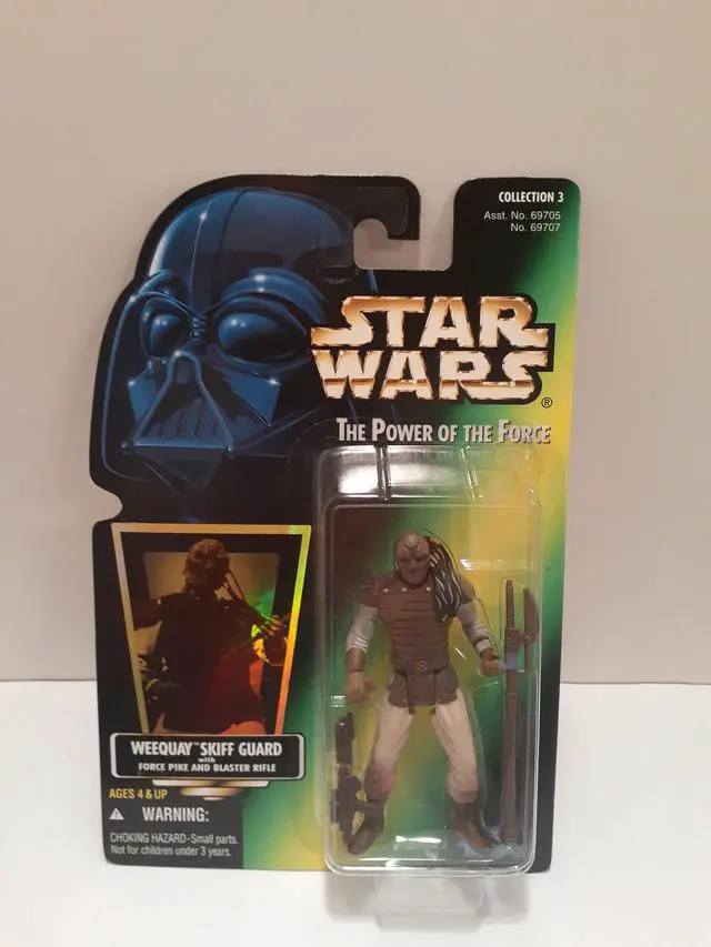 Main image of Star Wars Power of the Force Green Card WeeQuay Skiff Guard with Force Pike and Blaster Rifle Action Figure
