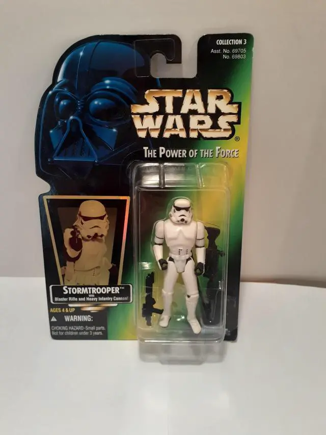 Main image of Star Wars Power of the Force Green Card Stormtrooper with Blaster Rifle and Heavy Infantry Cannon Action Figure