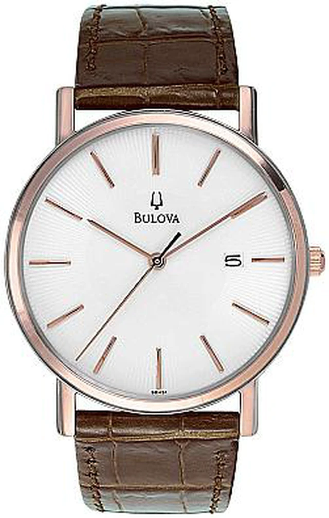 Alt view image 3 of 20 - Bulova Mens Two-Tone Rose Gold Brown Leather Band Quartz Watch 98H51