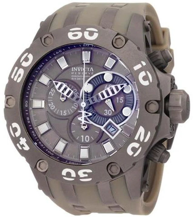 Alt view image 3 of 7 - Invicta Men's Reserve Chronograph Grey Dial Grey Polyurethane