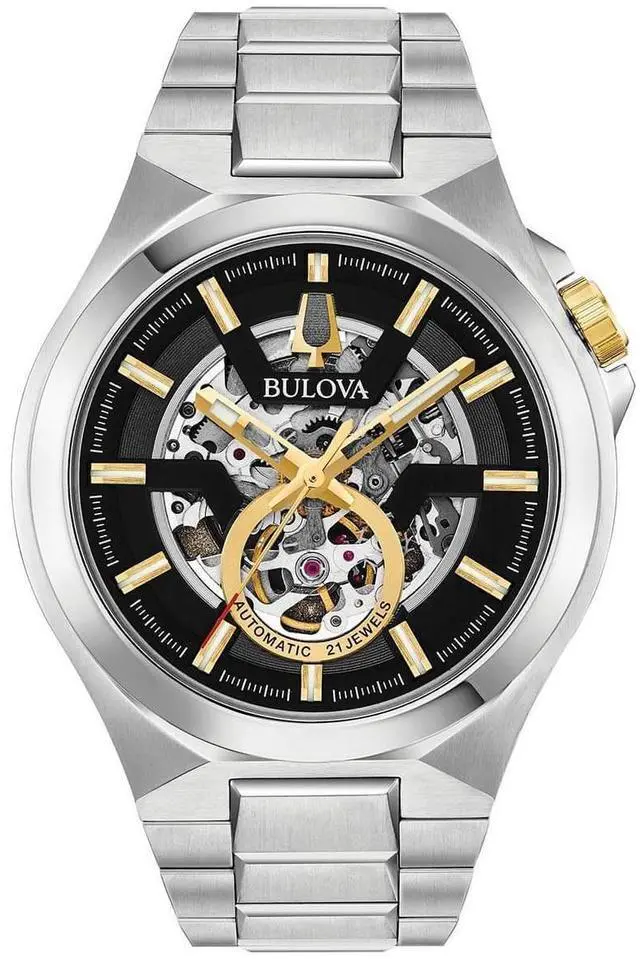 Alt view image 5 of 16 - Bulova Maquina Stainless Steel Mens Swiss Automatic Watch 98A224