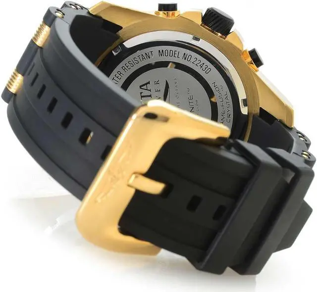 Alt view image 9 of 14 - Invicta 22430 Men's Pro Diver Chronograph Black Silicone & Pu Black Dial 18K Gp Ss Watch