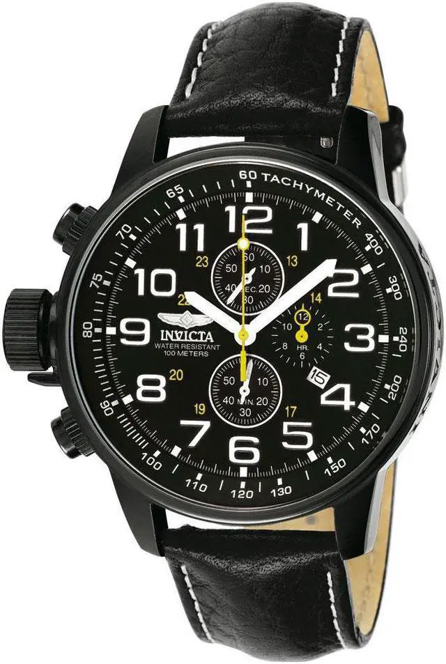 Alt view image 10 of 17 - Invicta Men's Lefty Chronograph Black Leather