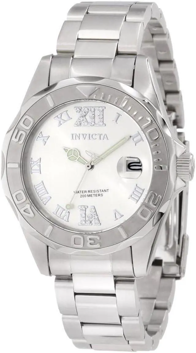 Alt view image 10 of 13 - Invicta 12851 Women's Pro Diver Stainless Steel Silver-Tone Dial Watch