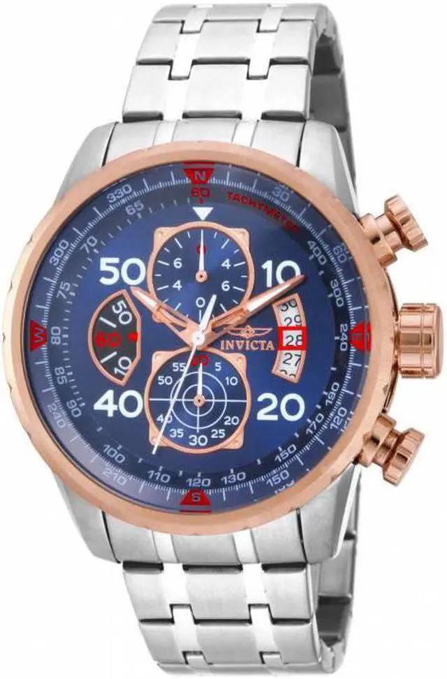 Alt view image 2 of 7 - Men's Aviator Chronograph Silver-Tone Steel Blue Dial