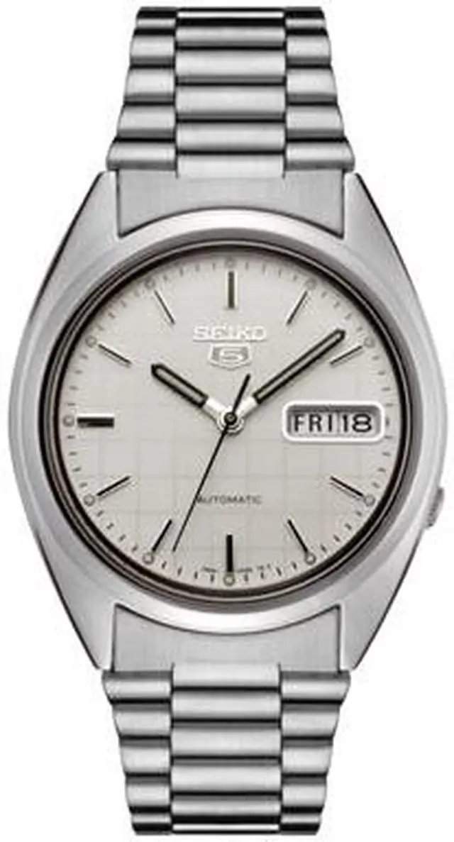 Alt view image 3 of 7 - Men's Seiko 5 Automatic White Grid Dial Stainless Steel