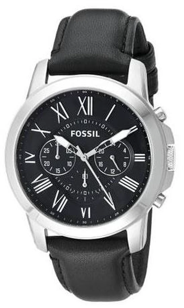 Alt view image 9 of 18 - Fossil Grant Black Dial Black Leather Mens Watch FS4812