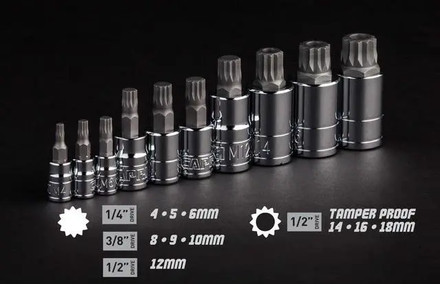 Alt view image 3 of 13 - Capri Tools XZN Triple Square Spline Bit Socket Set, Metric, 10-Piece