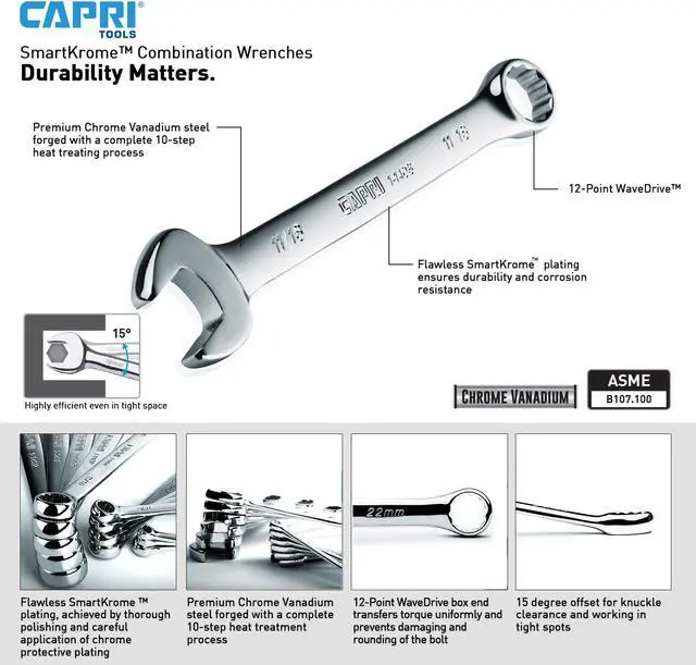 Alt view image 2 of 9 - Capri Tools SmartKrome 9/16-inch Combination Wrench, 12 Point