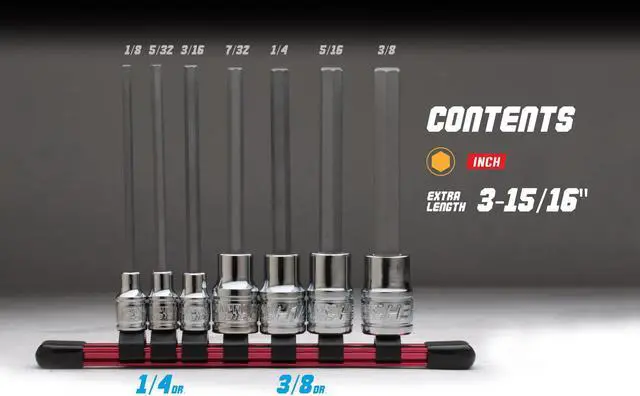 Alt view image 3 of 8 - Capri Tools Long Hex Bit Socket Set, SAE, Advanced Series, 7-Piece