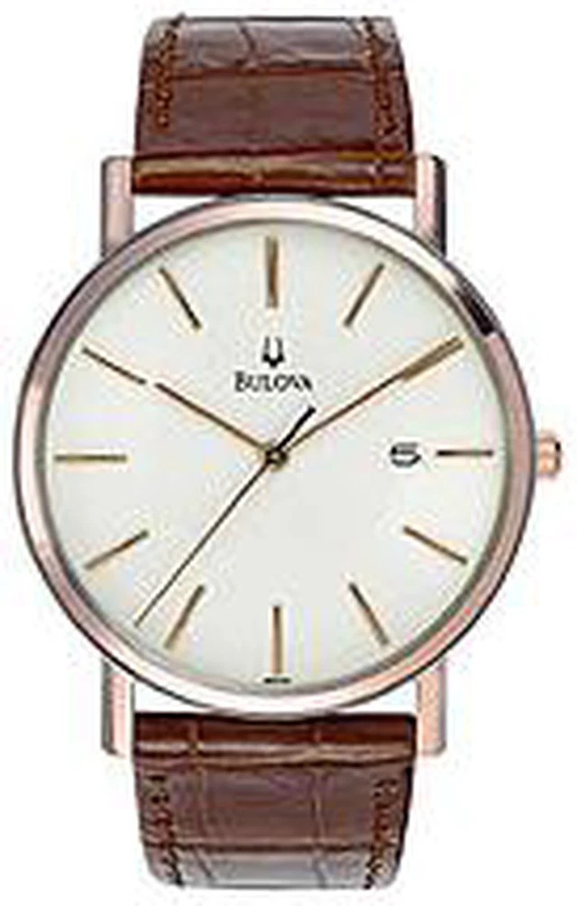Alt view image 4 of 20 - Bulova Mens Two-Tone Rose Gold Brown Leather Band Quartz Watch 98H51