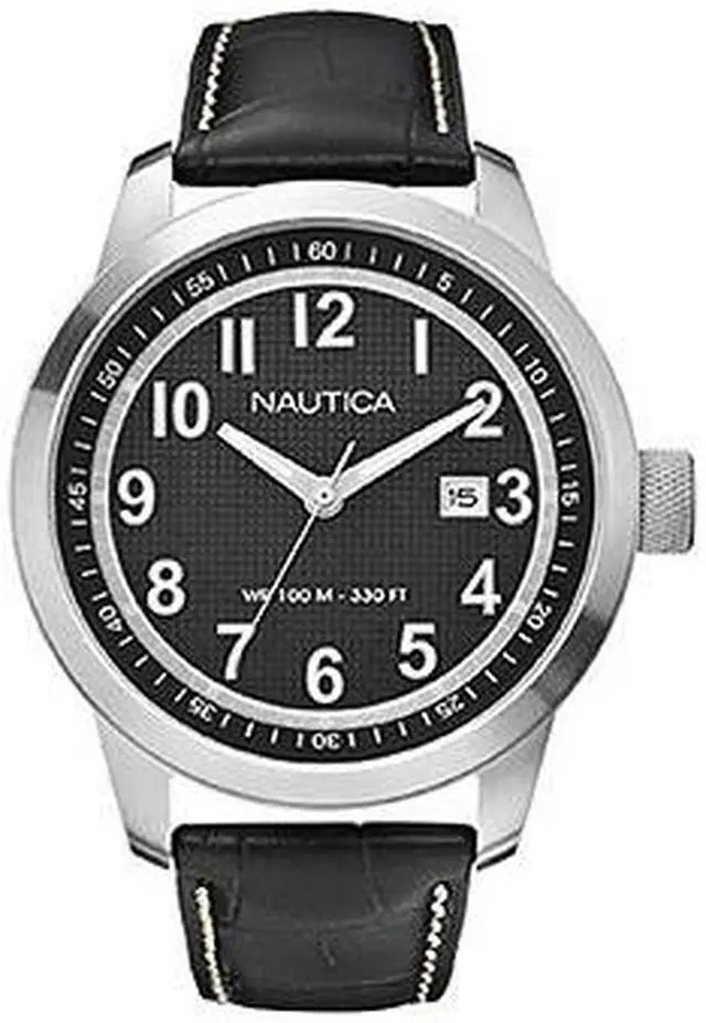 Alt view image 2 of 5 - Nautica Men's N13604G Black Crocodile Leather Quartz Watch with Black Dial