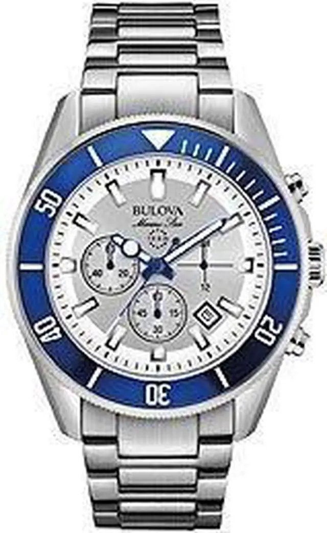 Alt view image 4 of 12 - Bulova 98B203 Marine Star Silver-Tone Steel Black Dial Men's Watch