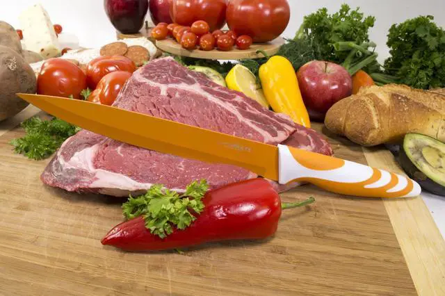 Alt view image 4 of 20 - Chopmate Color Stainless Steel Anti-Bacterial Non-Stick Ceramic Coated 8 Piece Kitchen Knife Set