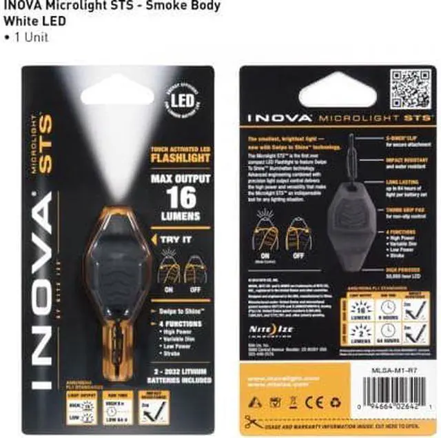 Main image of Inova Microlight Swipe To Shine Key Light - Smoke/Black