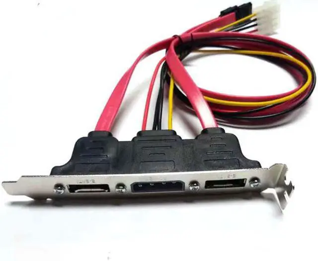 Alt view image 5 of 5 - Dual SATA to 2 Ports eSATA + 4 Pin IDE Power PCI Bracket Slot Cable
