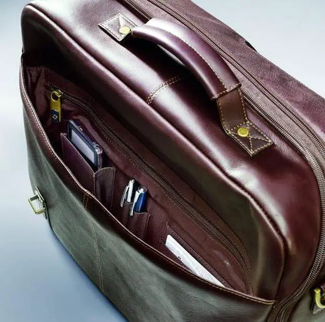 Alt view image 8 of 20 - Samsonite Columbian Leather Flapover Laptop Case